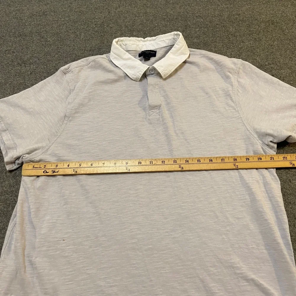 Banana Republic Polo Shirt Mens XL Gray Slub Cotton Contrast Collar Short Sleeve